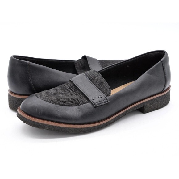 Clarks Shoes - Clarks Womens 9.5 Loafers Black Leather Slip On Casual Comfort Shoes